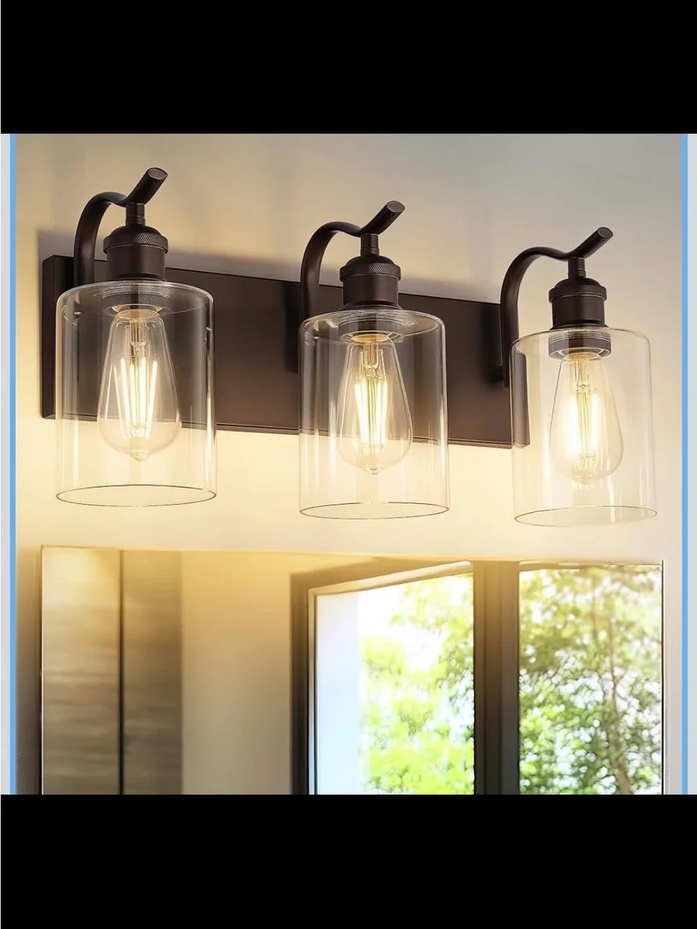 3-Light 20” Bathroom Vanity Light - Clear Glass & Oil Rubbed Bronze - New in Box